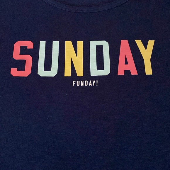 NWT OLD NAVY Relaxed Fit Tee “Sunday Funday!” Navy w/Rainbow Letters Sz XXL 🌸 - Picture 2 of 9